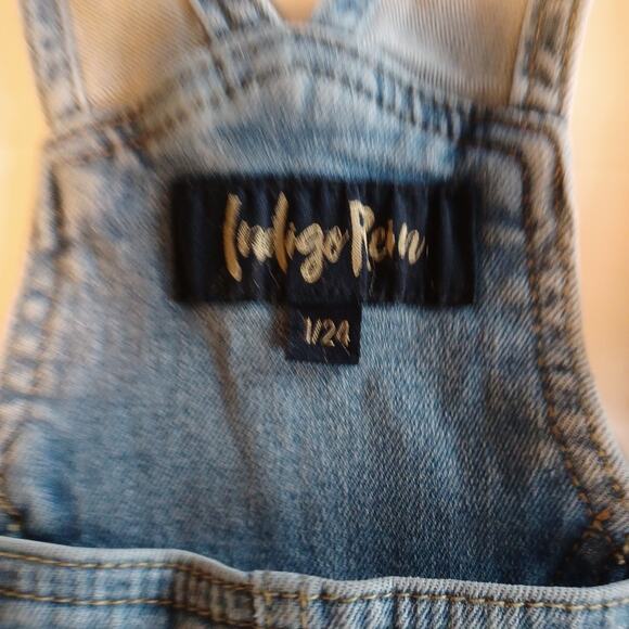 Indigo Rein Bib Shorts Overalls Size 1/24 Blue Jean Distressed Relaxed Fit NEW - Picture 3 of 9